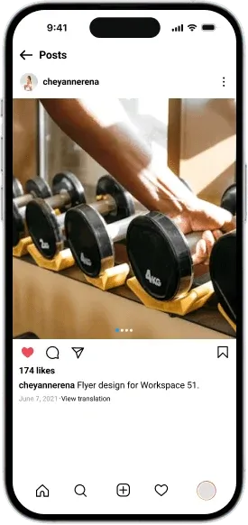 Instagram post displayed inside an iPhone mockup